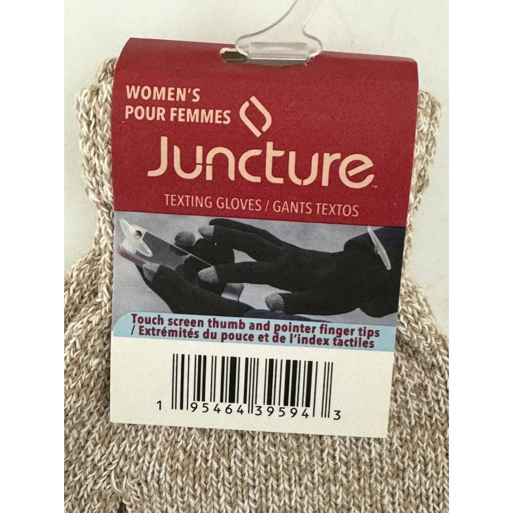 Women's Juncture Texting Gloves Beige Tan Taupe‎ Knit Warm New Winter Cell Phone